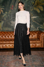 Yumi Black Diamonte Tulle Midi Skirt