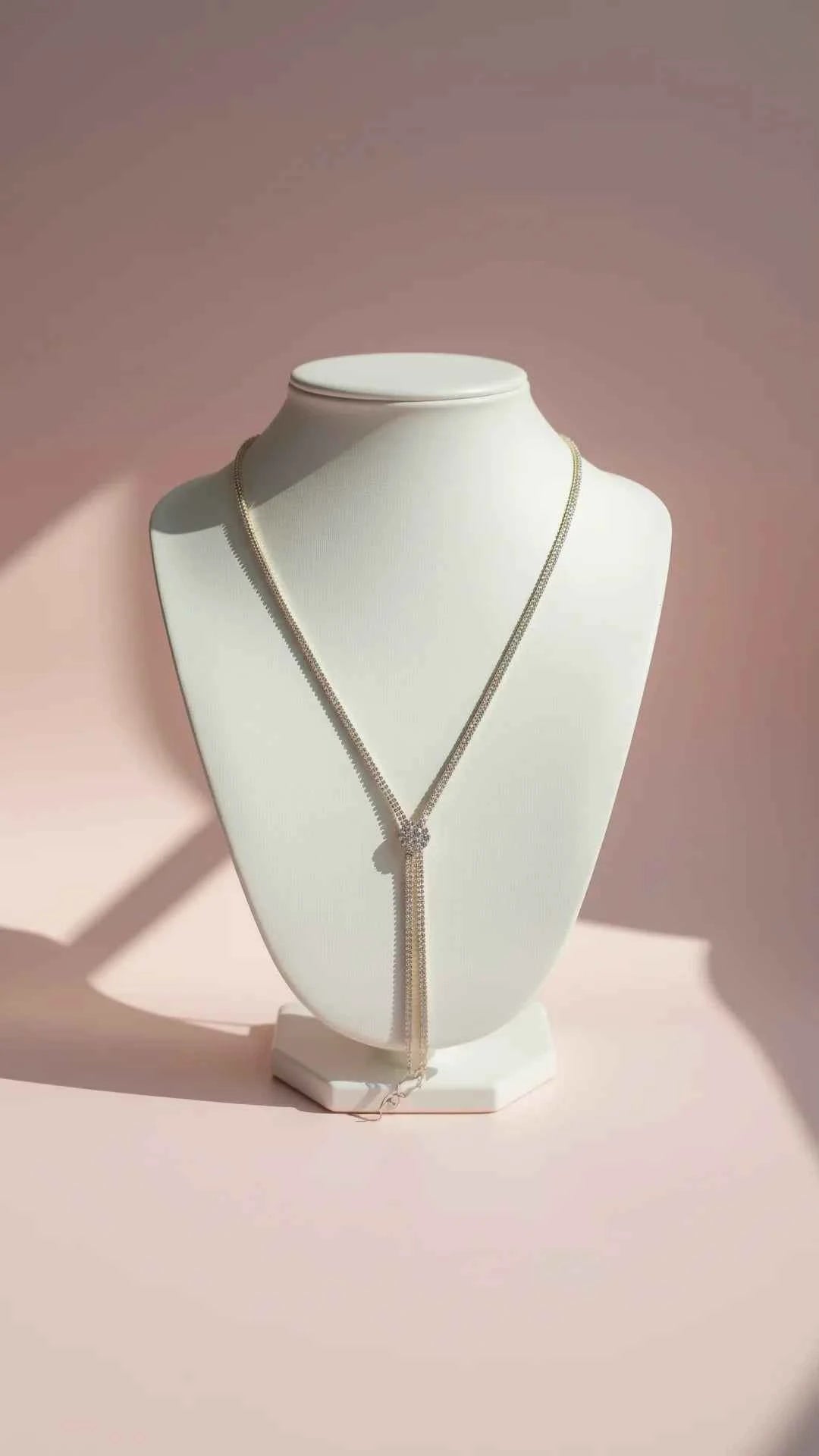 Layered Crystal Long Necklace & Earring Set