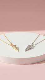 Rounded Triangular Crystal Pendant Necklace
