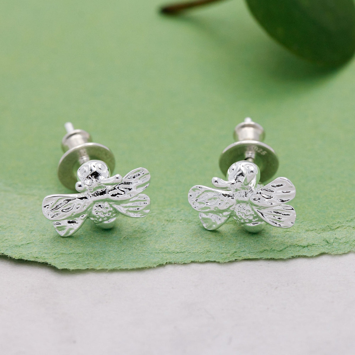 - Bumble Bee Silver Stud Earrings