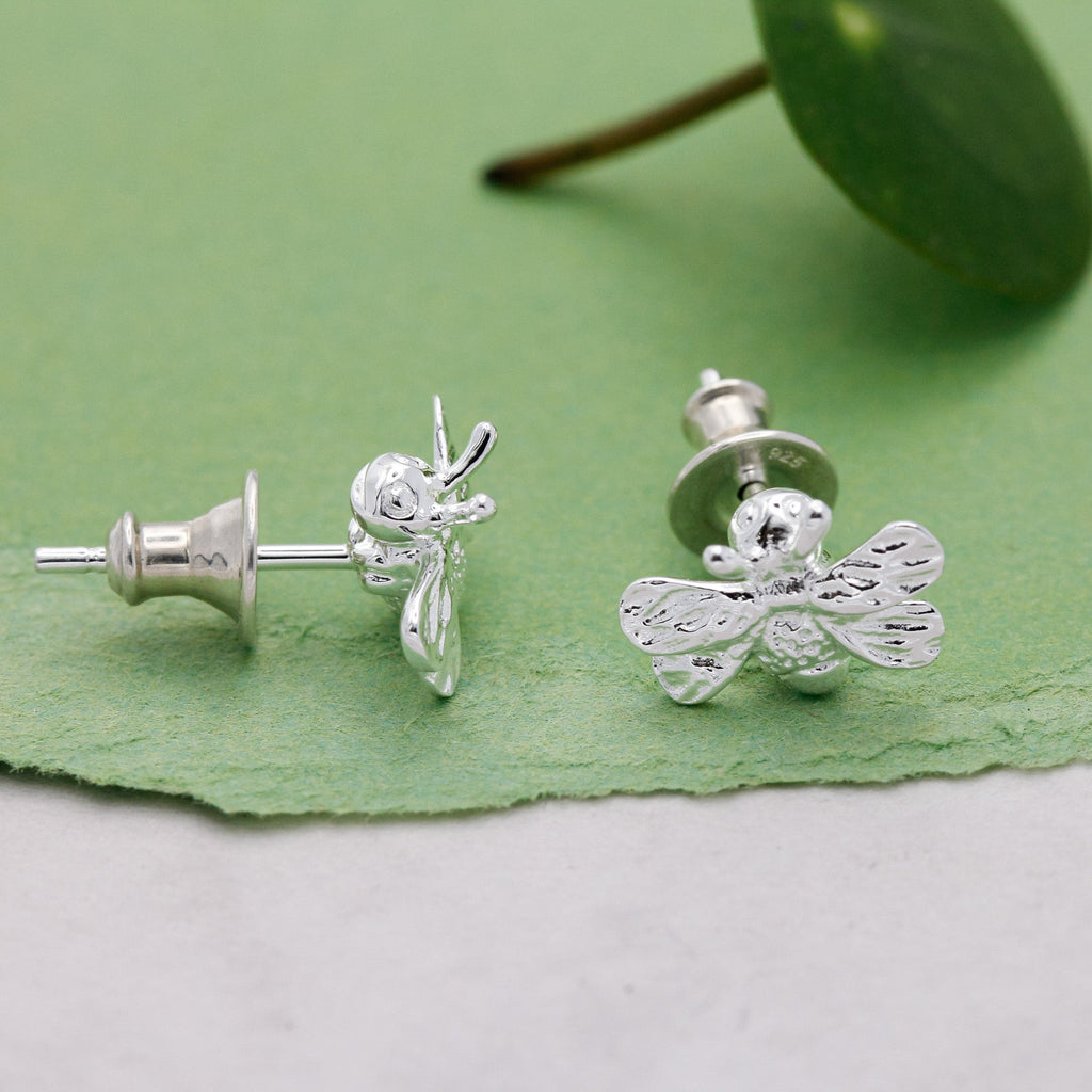 - Bumble Bee Silver Stud Earrings
