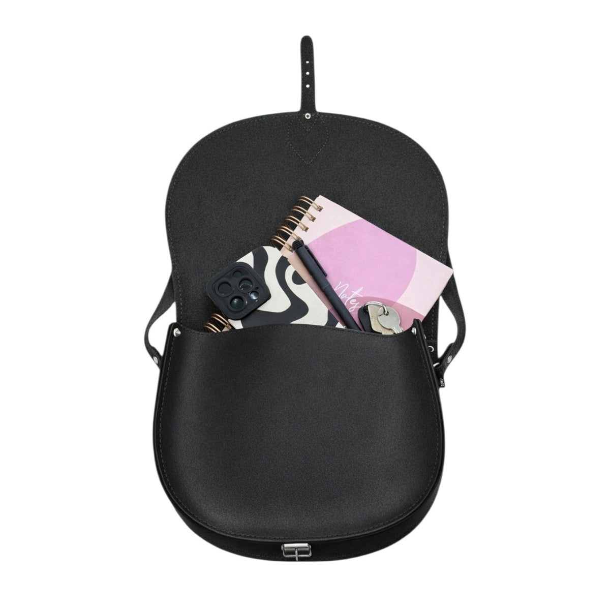 Handmade Leather Saddle Bag - Black