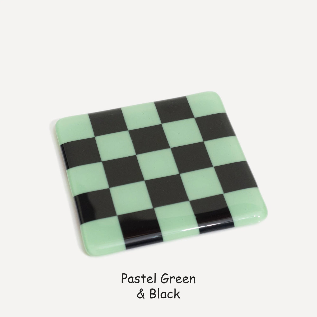 Fused Glass Coaster - Handcrafted Chequered Design from Cornwall by David Perry Glass & Ceramics (10cm-chequered-dual-colour-coaster-oceanside-collection)