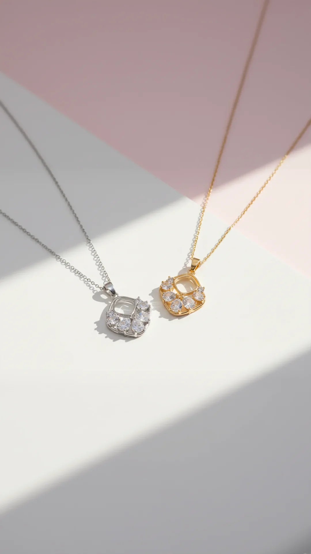 Geometric Crystal Pendant Necklace