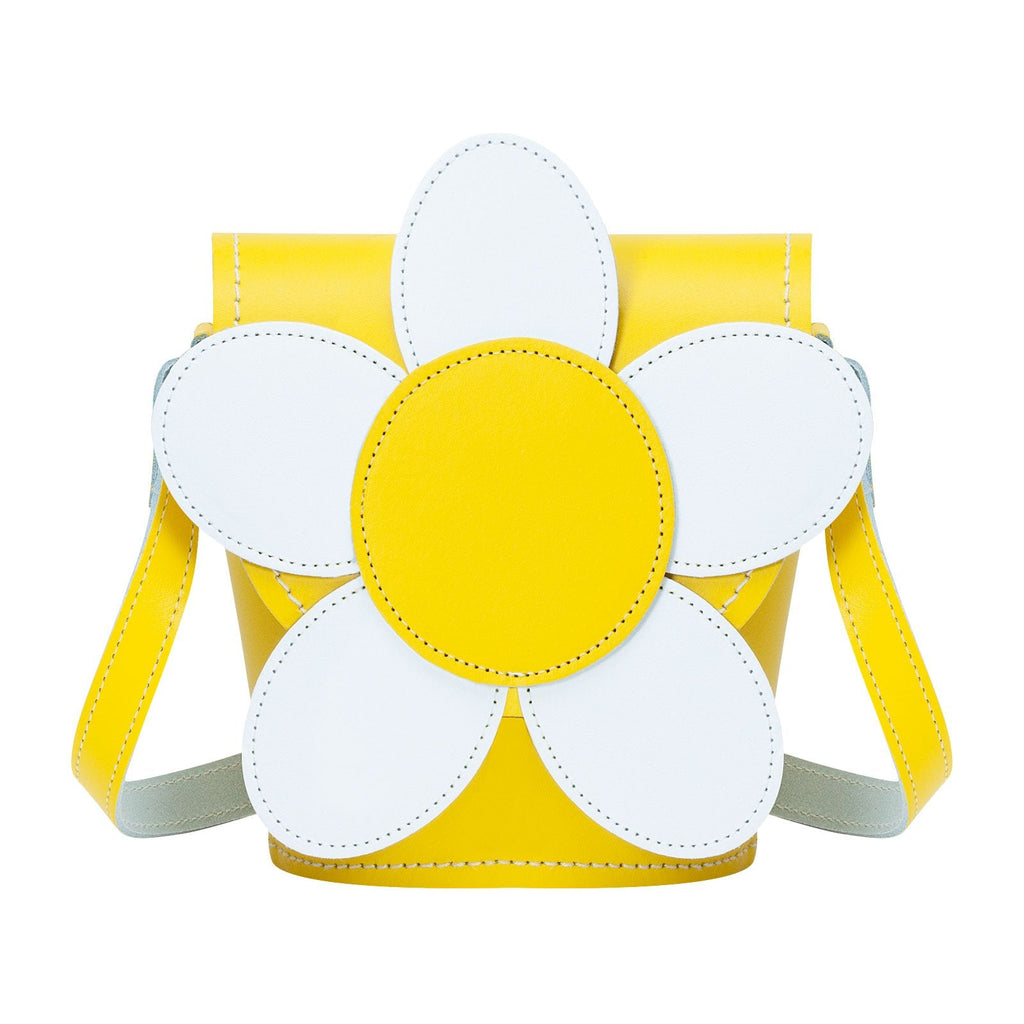 Handmade Leather Daisy Barrel Bag - Pastel Yellow