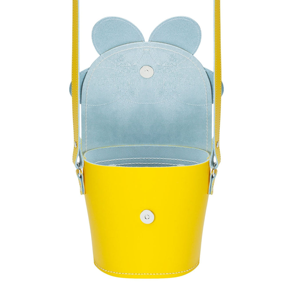 Handmade Leather Daisy Barrel Bag - Pastel Yellow