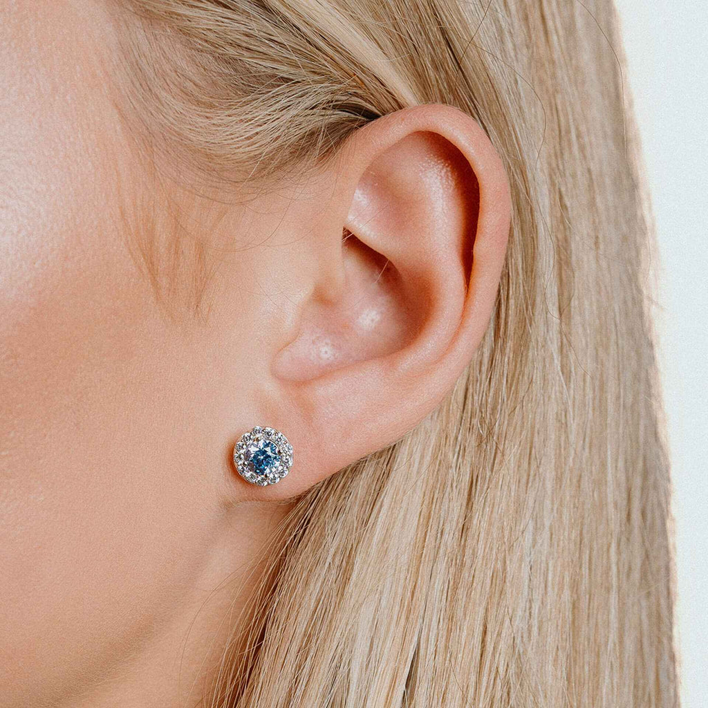 Diamonfire Blue Pave Set Stud Earrings