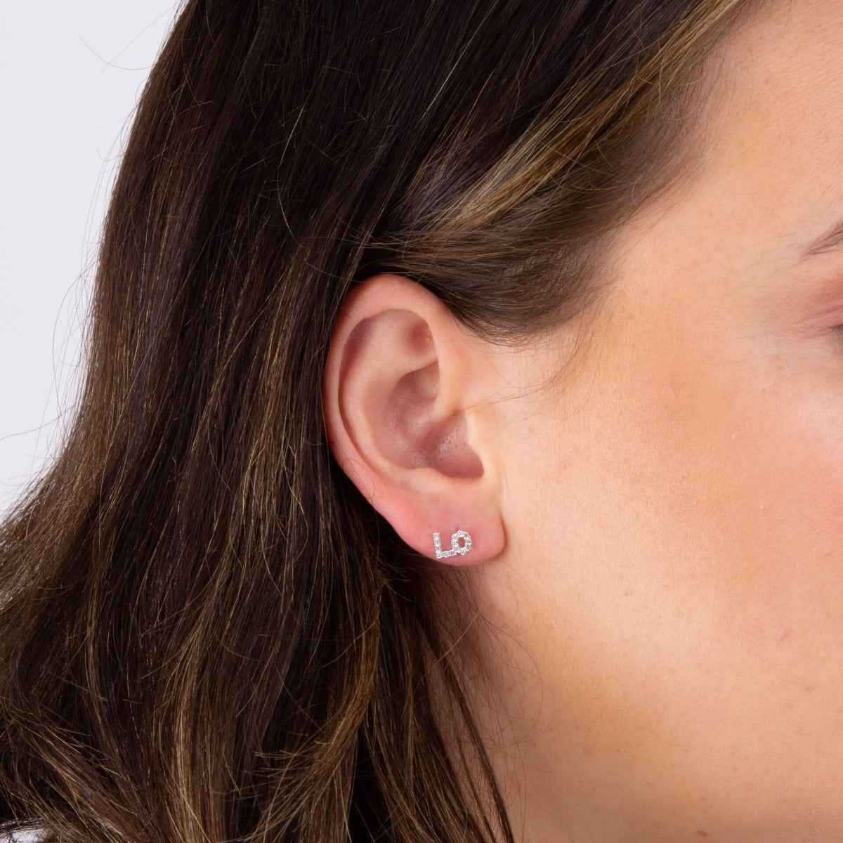 Beginnings LOVE Stud Earrings with Pave Cubic Zirconia
