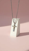 Two Tone Crystal Cross Symbolic Necklace