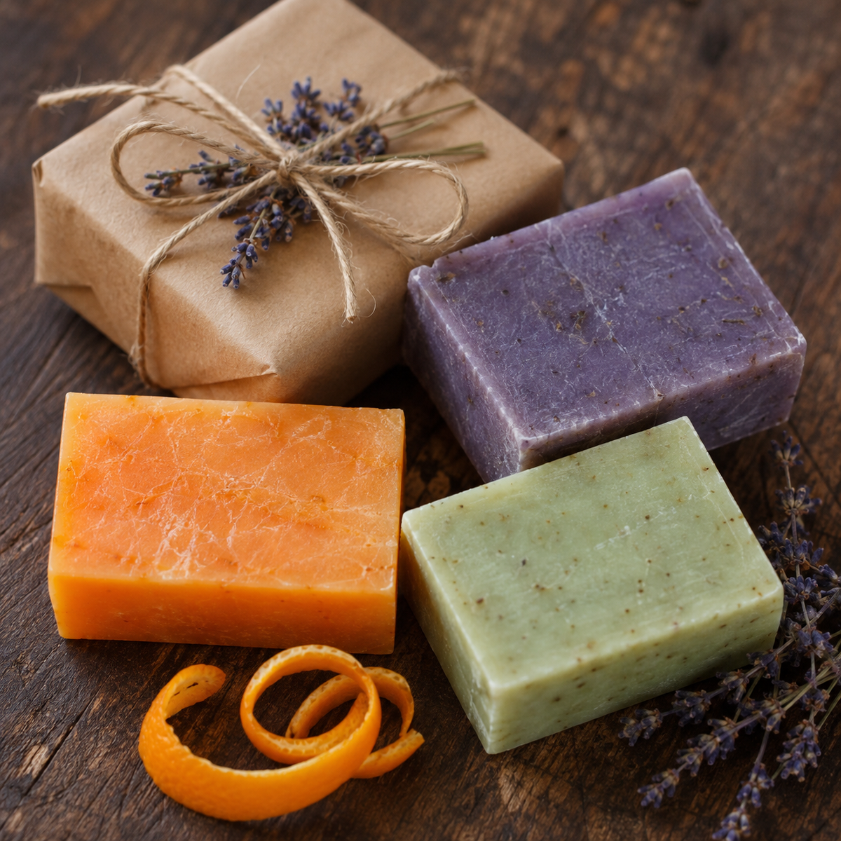 Faith in Nature Soap Gift Box - Orange, Aloe Vera, Lavender 100g