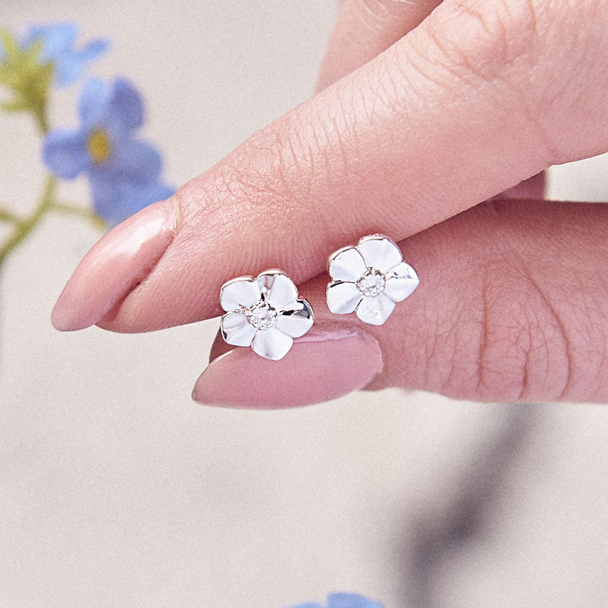 - Forget-Me-Not Silver Stud Earrings
