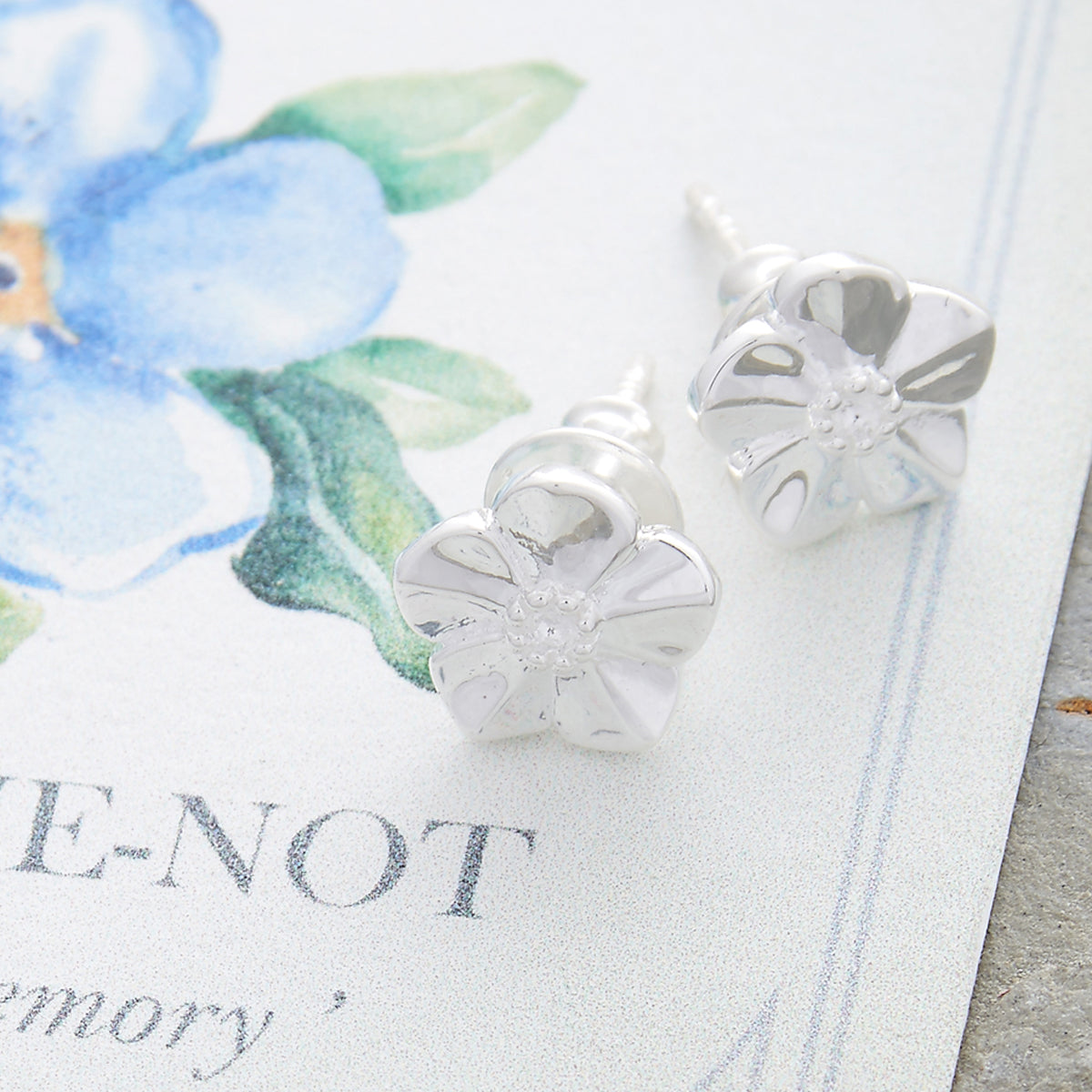 - Forget-Me-Not Silver Stud Earrings