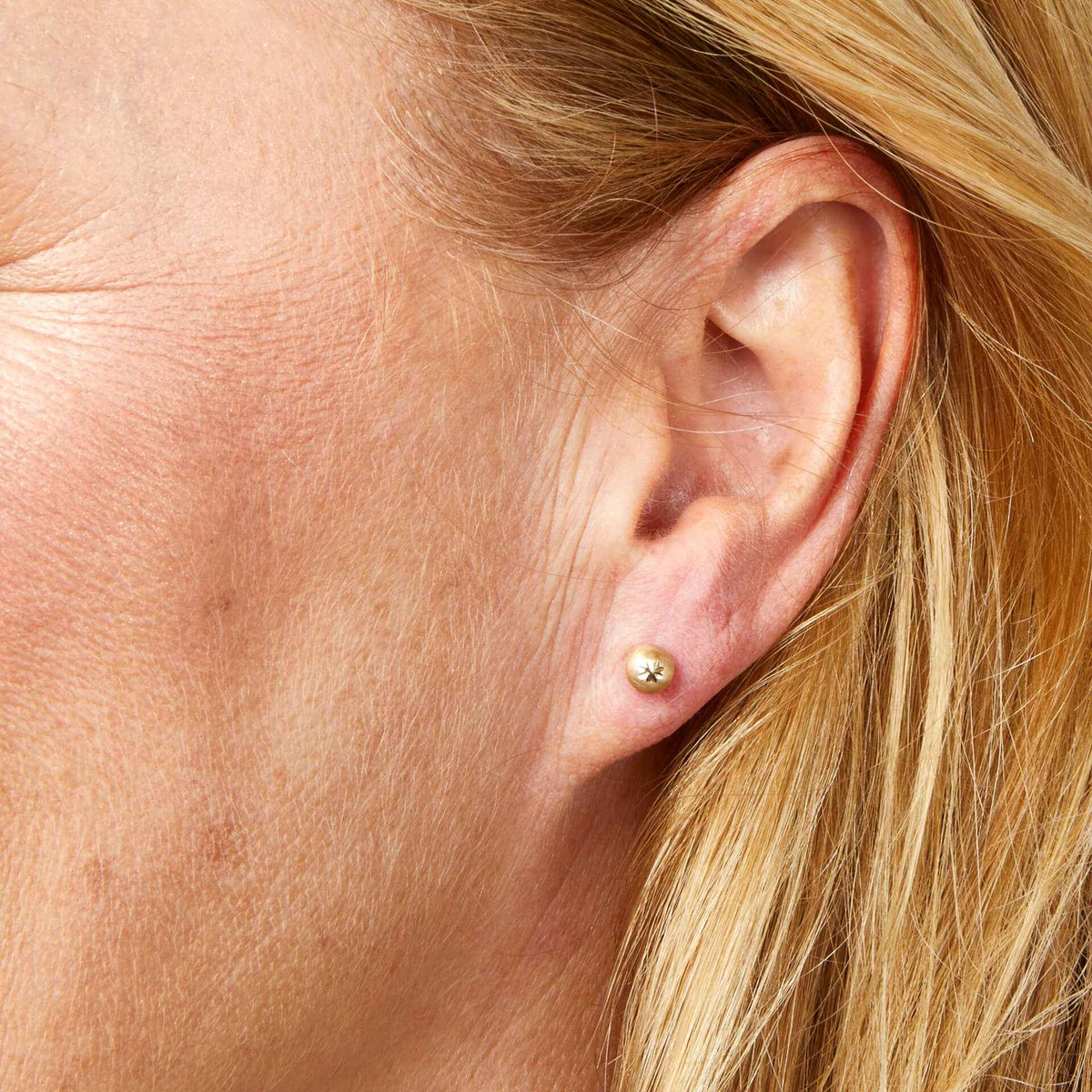 Elements Gold Starburst Detail Ball Stud Earrings