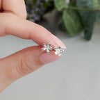 - Jasmine Flower Silver Stud Earrings