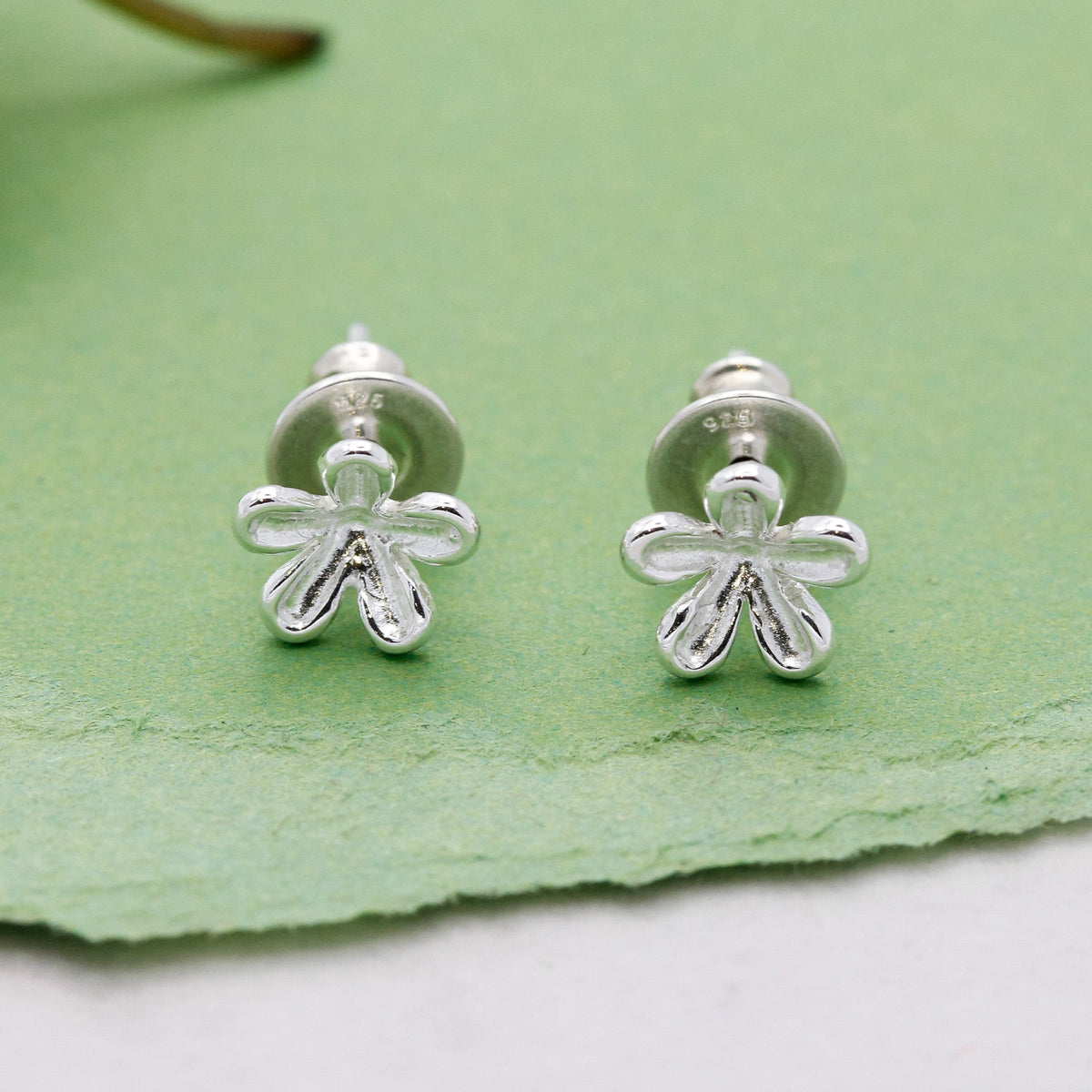 - Jasmine Flower Silver Stud Earrings