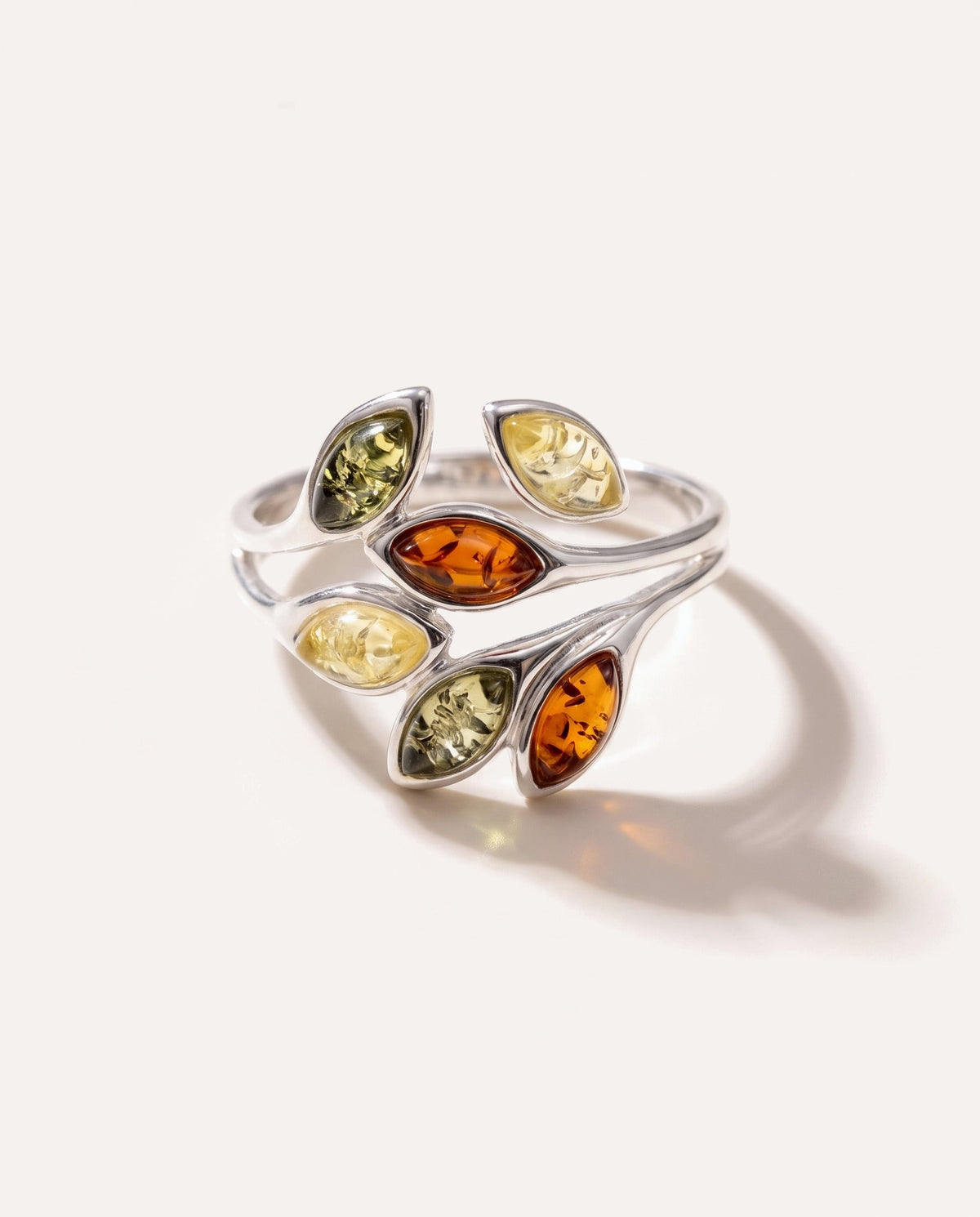 Multicolour Amber Floral Ring