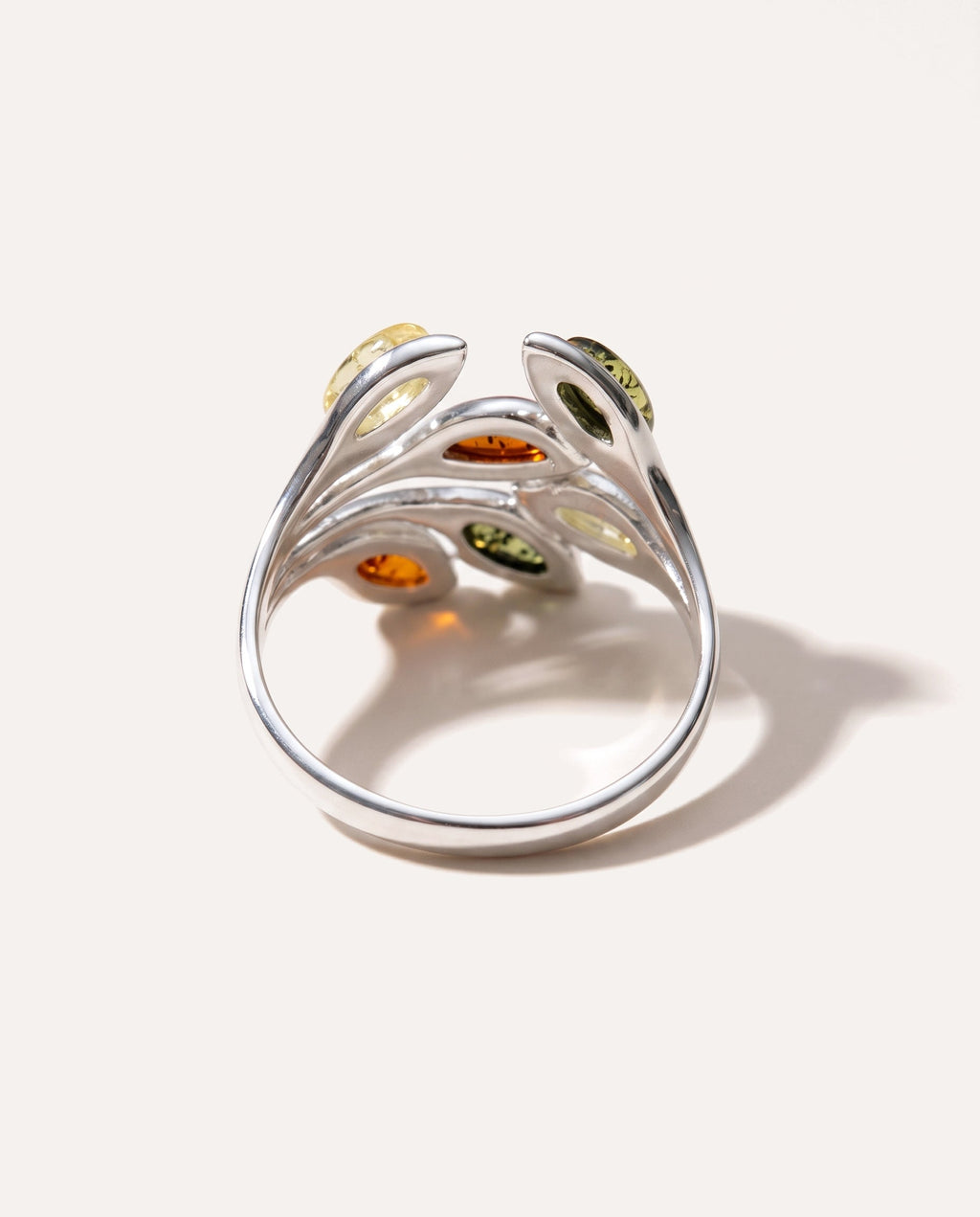 Multicolour Amber Floral Ring