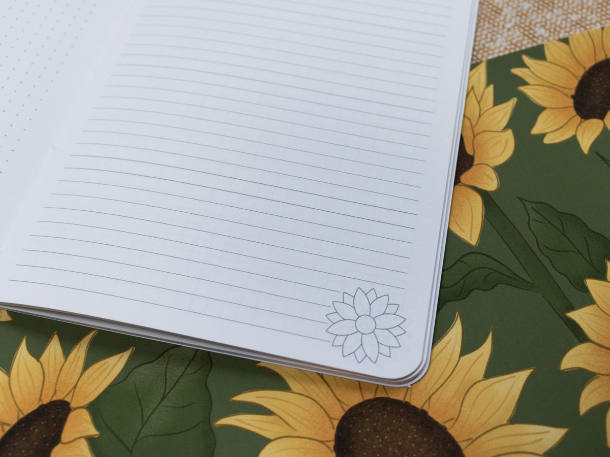 A5 Handmade Notebook with Sunflower Design