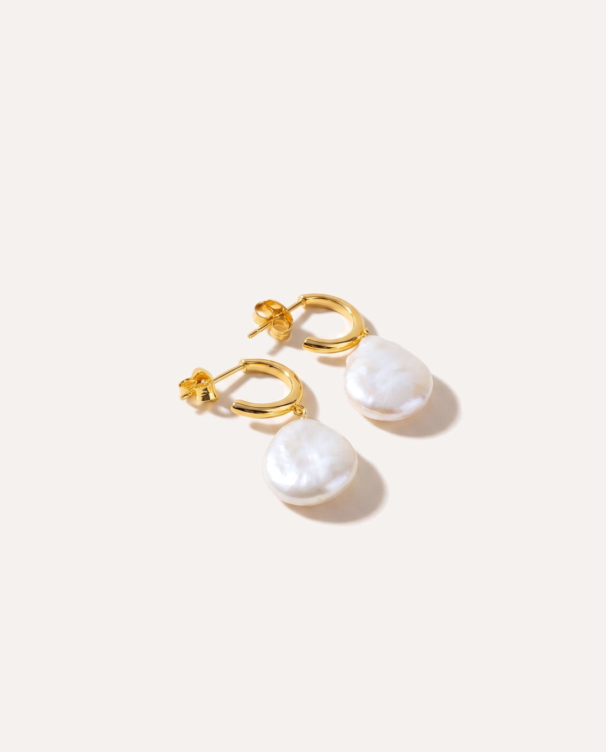 Open Back Flat Pearl Earrings