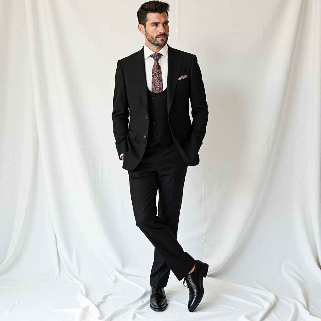 Men's 3-Piece Black Slim Fit Suit