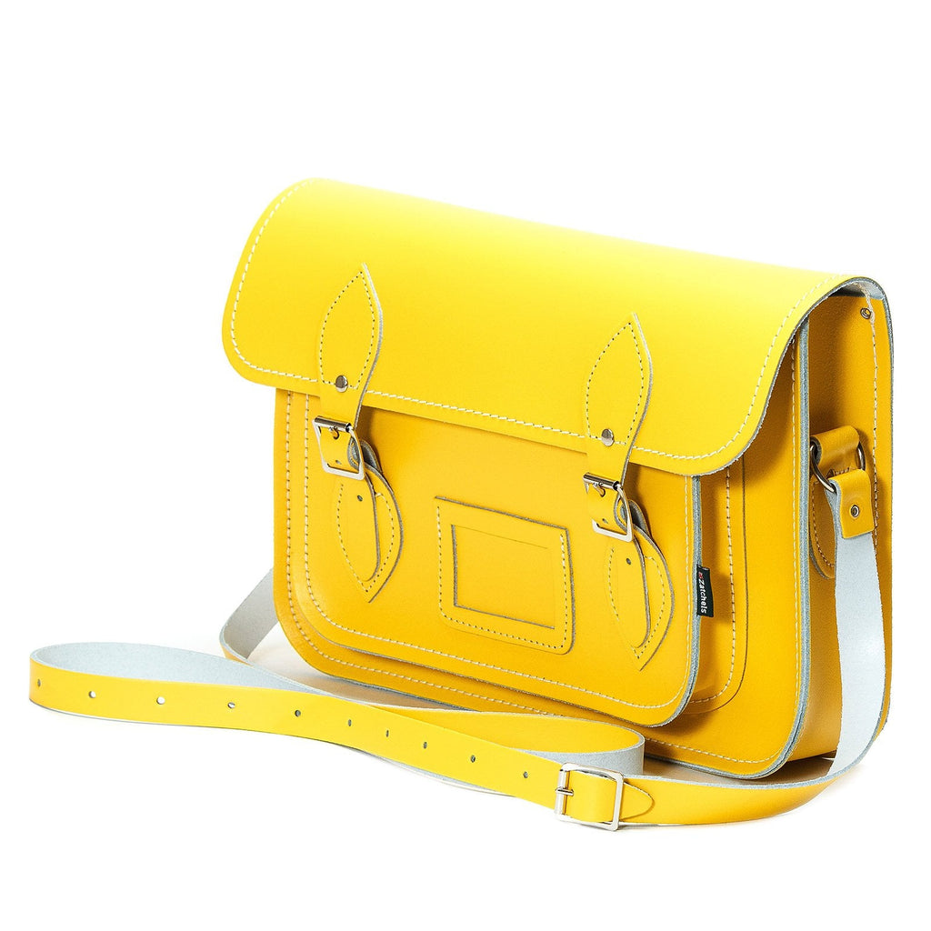Handmade Leather Satchel - Pastel Daffodil Yellow