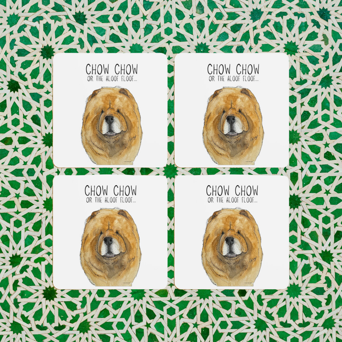 Red Chow Chow Coaster Set – Pack of 4 for Dog Lovers!