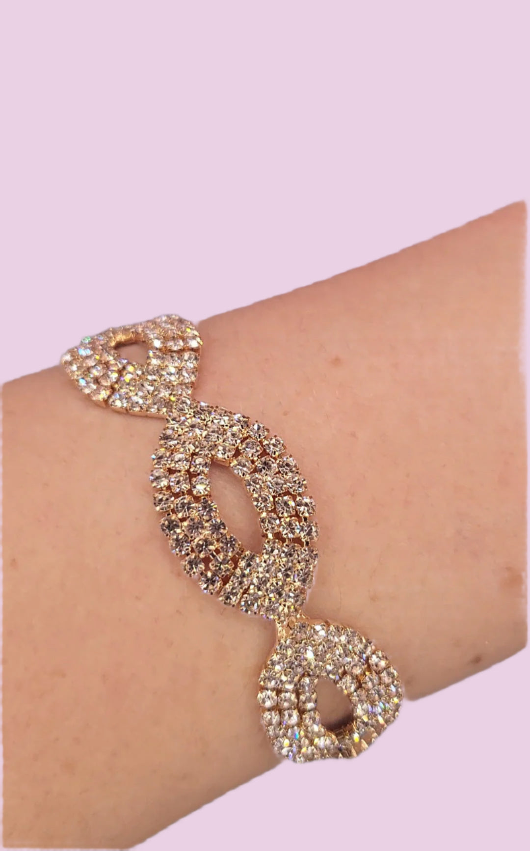 Gold Oval Link Crystal Bracelet