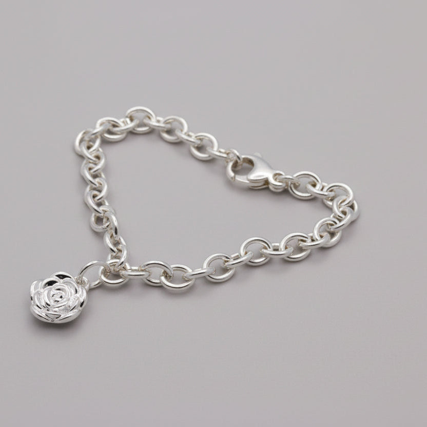 - Rose Flower Personalised  Silver Charm
