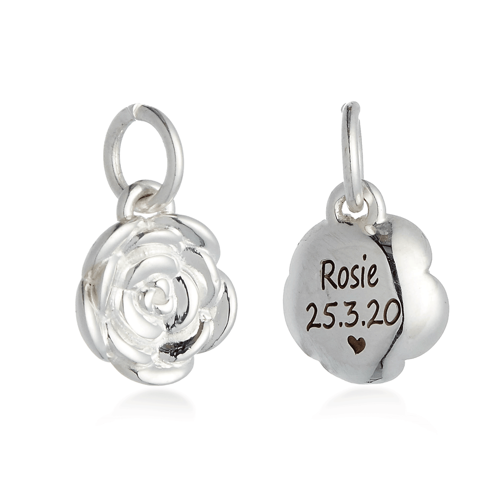 - Rose Flower Personalised  Silver Charm