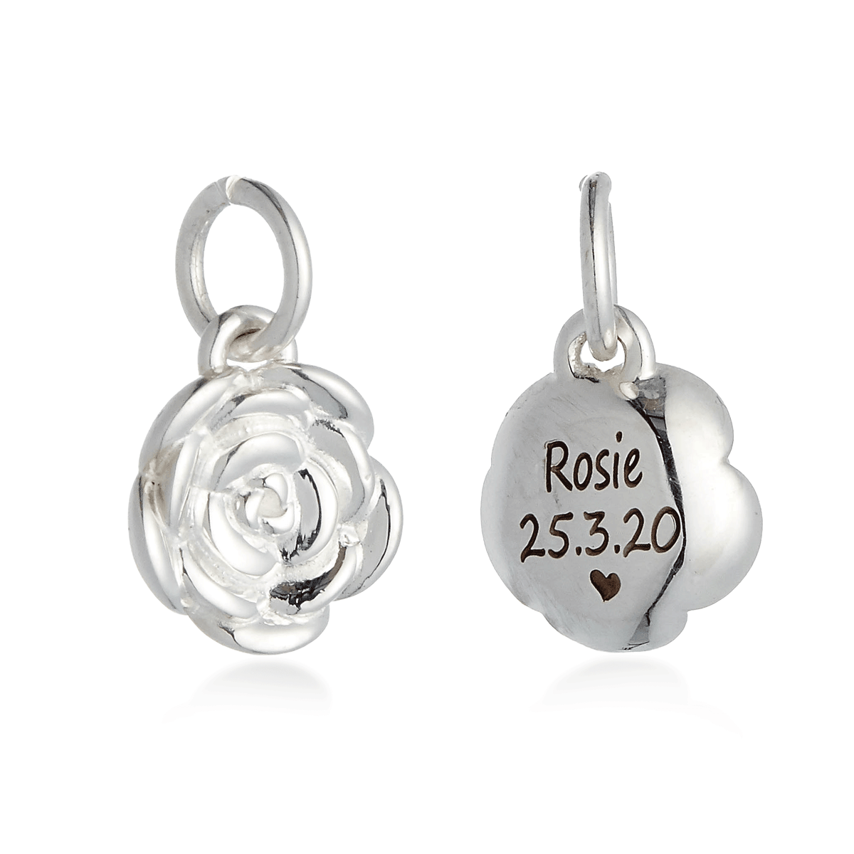 - Rose Flower Personalised  Silver Charm