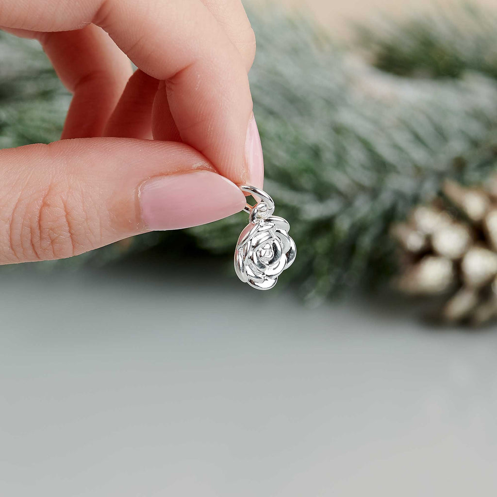- Rose Flower Personalised  Silver Charm