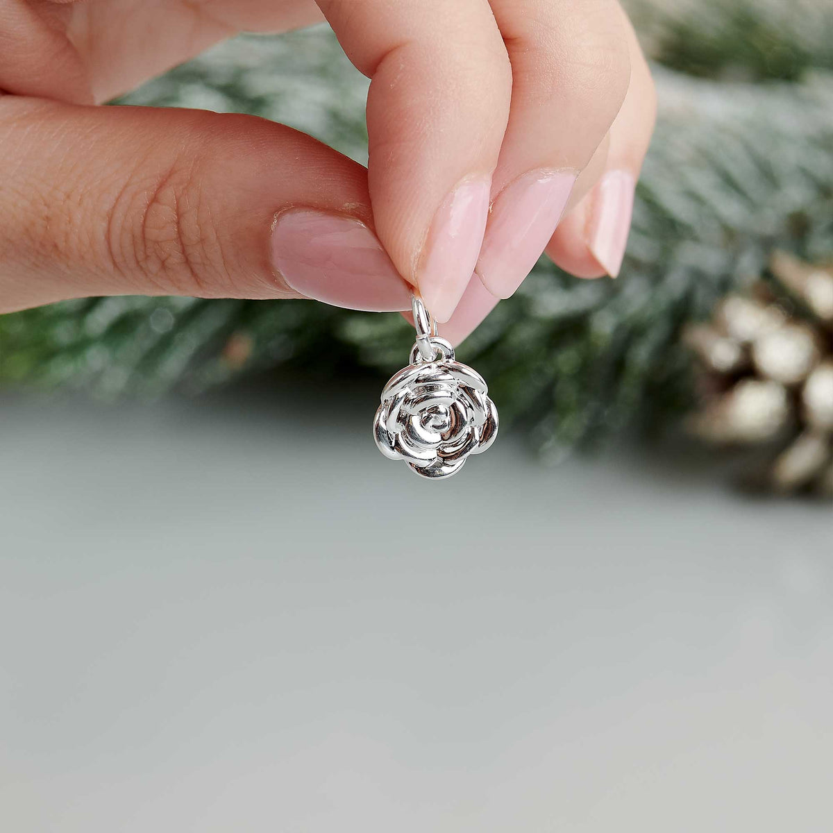 - Rose Flower Personalised  Silver Charm