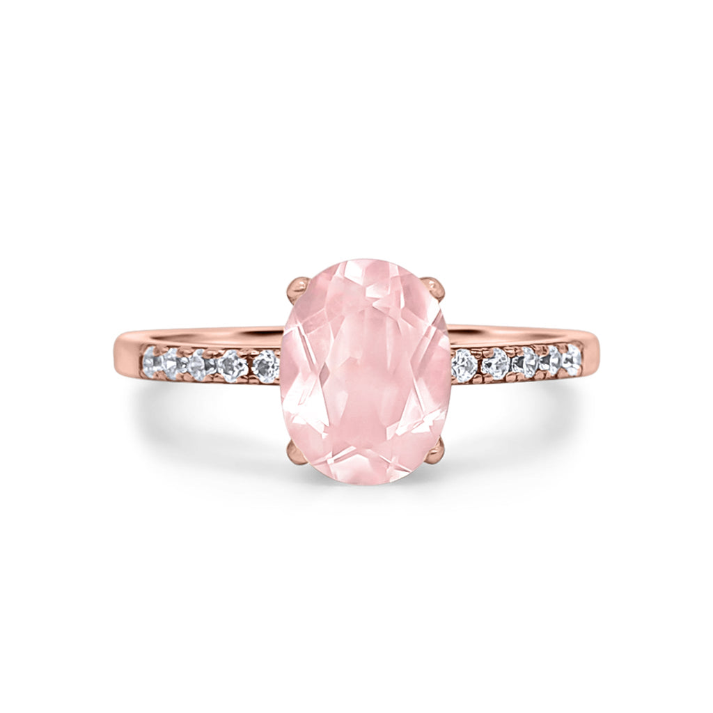 Rose Quartz Ring in Rose Gold Vermeil