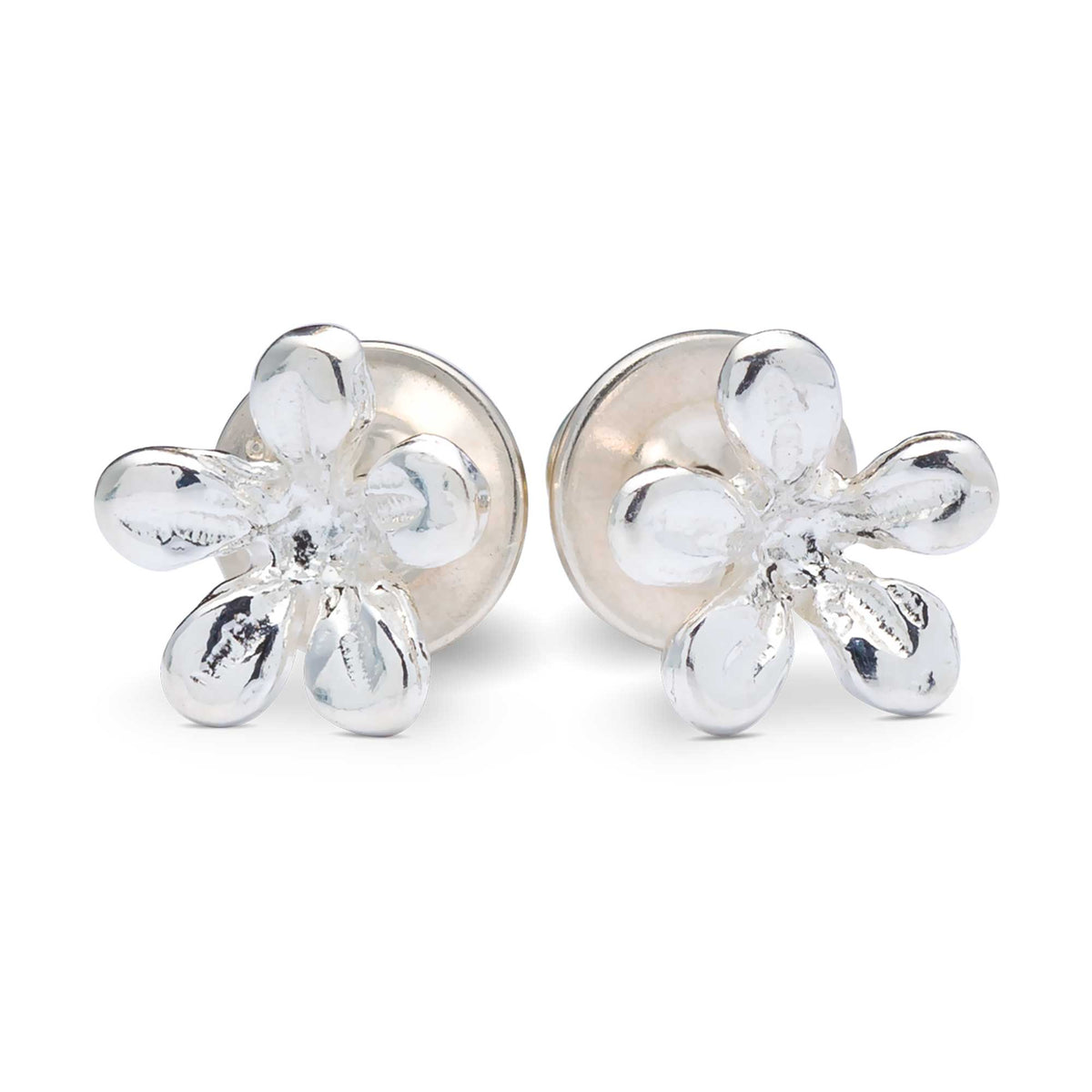 - Jasmine Flower Silver Stud Earrings