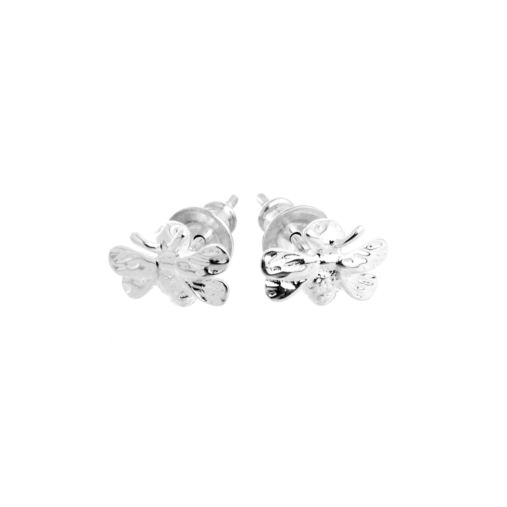 - Bumble Bee Silver Stud Earrings