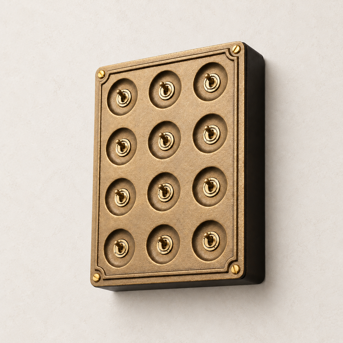 12 Gang 2 Way Bronze Cast Metal Light Switch | Surface Mount Industrial Toggle