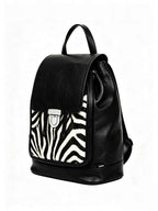 Soft Leather Backpack - Black & White Zebra Print